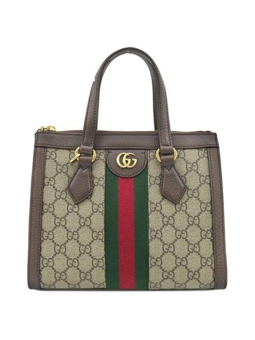 Gucci 2-Way Ophidia GG Small Tote Supreme Canvas Leather Beige Ebony Gold